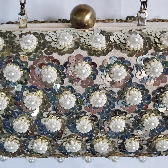 Santi Vintage Sequin Beaded Clutch Bag - Picture 8 of 9